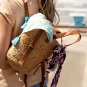 Beachly XIX Palms Shorebreak Woven Jute Backpack Bag Picnic Cooler NWT